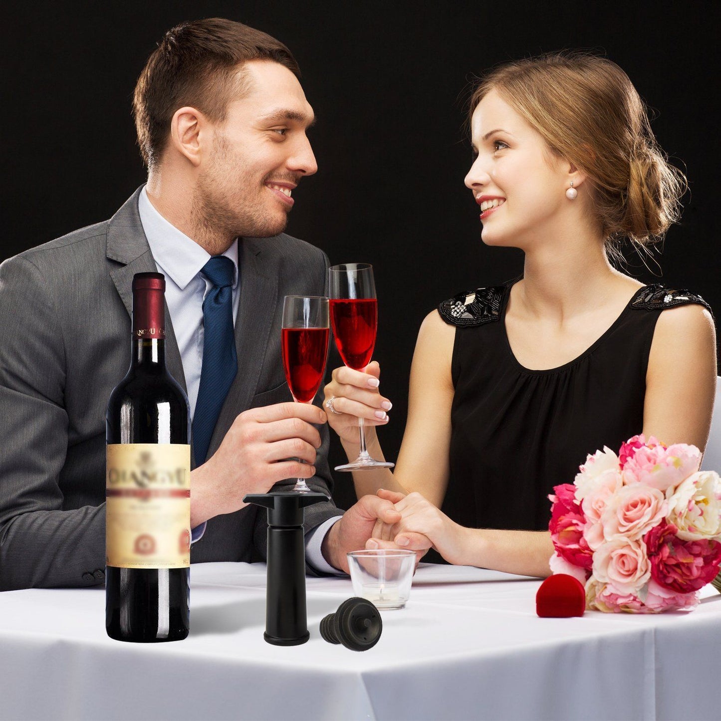 red Wine Vacuum Pump with Preserver Stopper, Wine Fresh Keeping Set