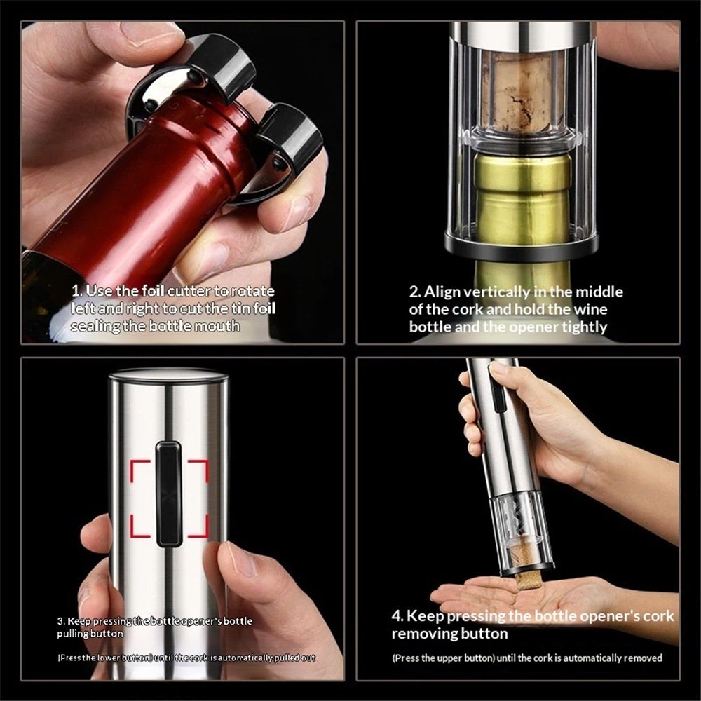 Wine Opener, 4-in-1 Wine Bottle Opener, Electric Wine Opener with Battery Operated - Gift for Wine Lovers