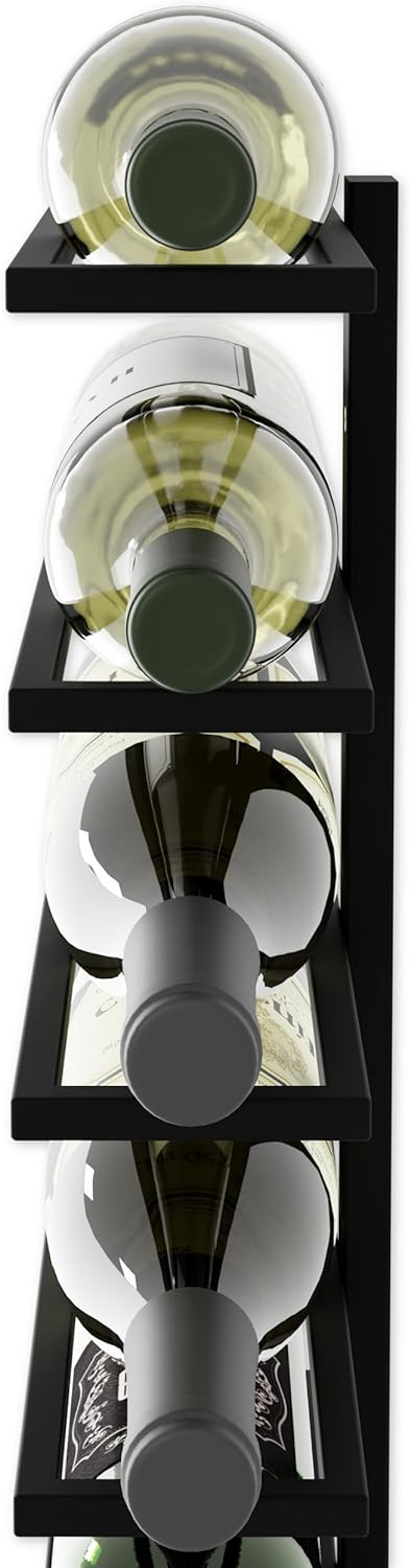 Set 2 Pcs Metal Wall Mount Wine Rack for Wine Bottles, Liquor, Champagne (Holds 10 Bottles)