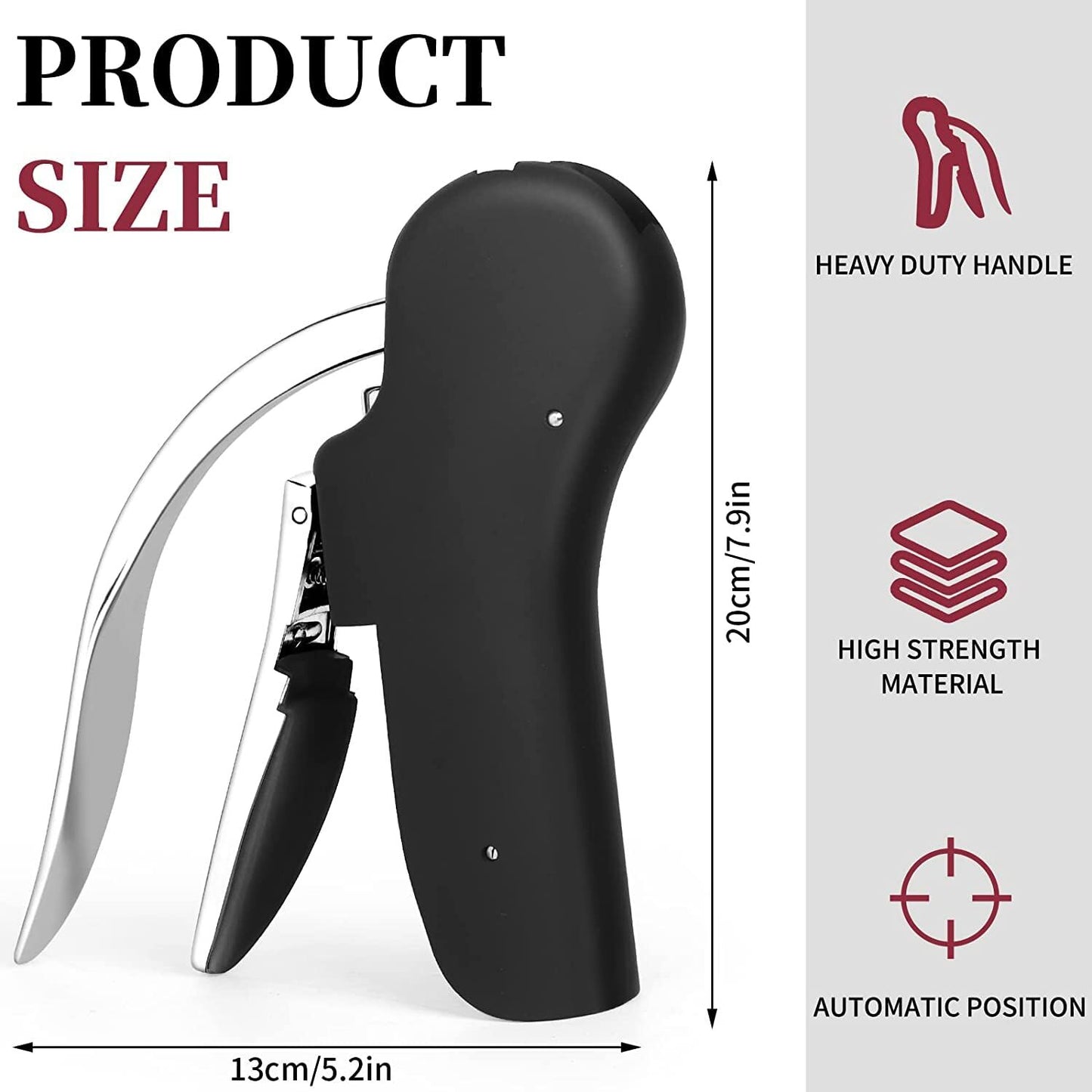 Goose-Style Rapid Wine Opener Set 20 x 13 cm – Heavy-Duty Lever Corkscrew with Foil Cutter, Pourer, Stopper, and Extra Spiral Worm – Premium Stainless Steel Wine Kit in Gift Box (Black)