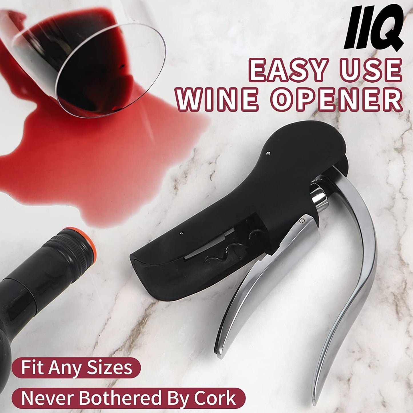 Goose-Style Rapid Wine Opener Set 20 x 13 cm – Heavy-Duty Lever Corkscrew with Foil Cutter, Pourer, Stopper, and Extra Spiral Worm – Premium Stainless Steel Wine Kit in Gift Box (Black)