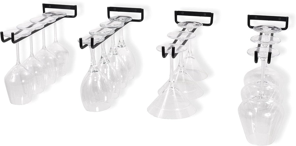 Pieces Wall Mount Goblet Holder - 30cm Black Wrought Iron - Heavy-Duty Wine Glass Holder