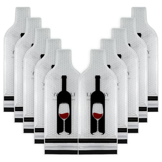10 Set Wine Bags for Travel, Wine Bottle Travel Protector Bags, Wine Travel Bags for Wine Bottles Airplane, Wine Packaging Skins Sleeves for Air, Car and Cruise Travel
