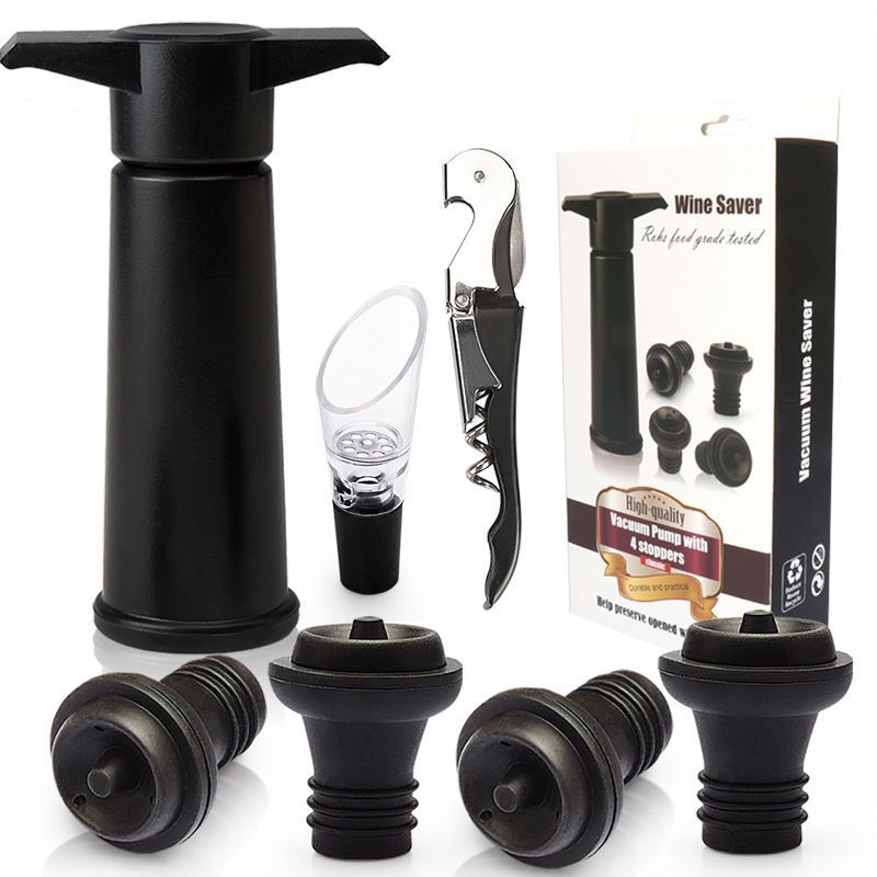 red Wine Vacuum Pump with Preserver Stopper, Wine Fresh Keeping Set