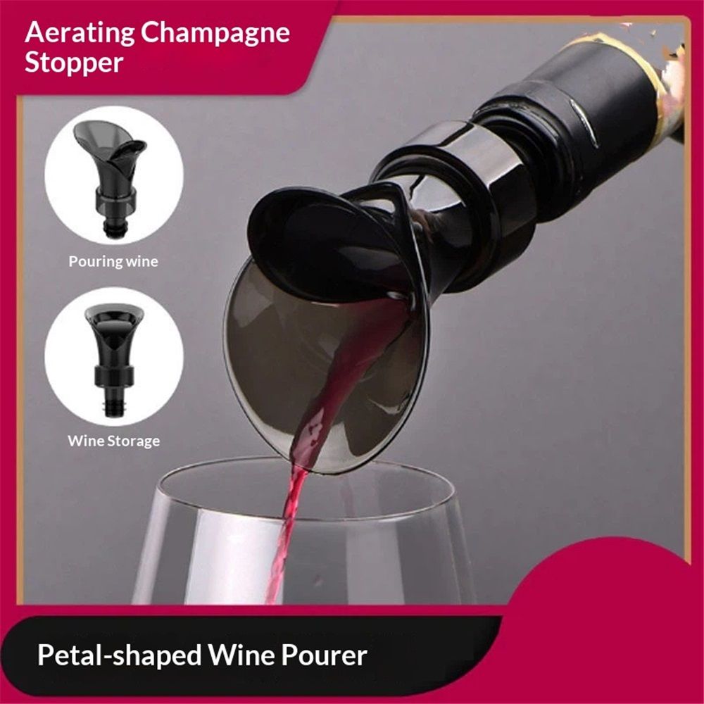 2-Pack - Drip-Free WINE POURER with AERATION CONTROL, 2-in-1 Aerator Wine Pourer Wine Stopper, for Wine Lovers, Black