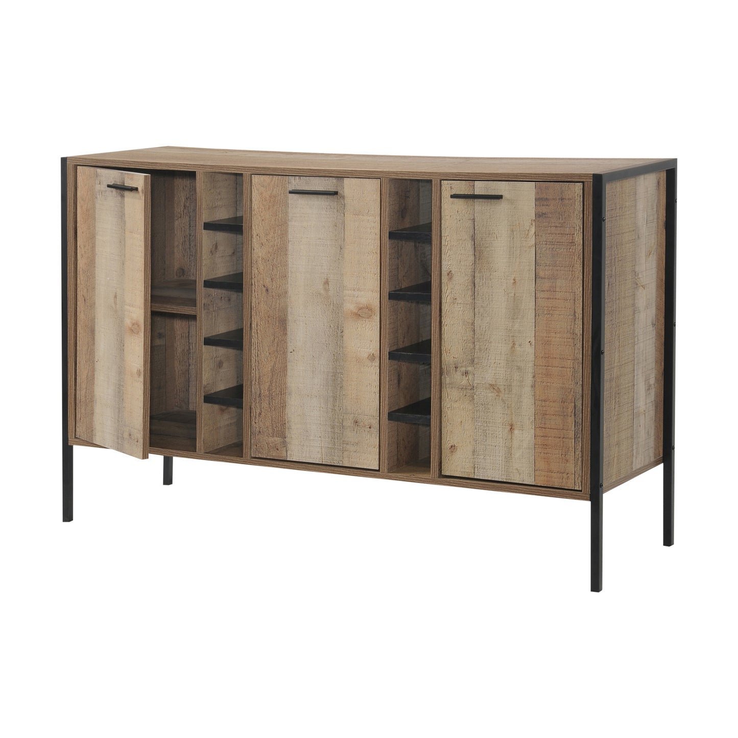 Wine Cabinet with 2 Storage racks and open Bar Cabinet in Oak Colour
