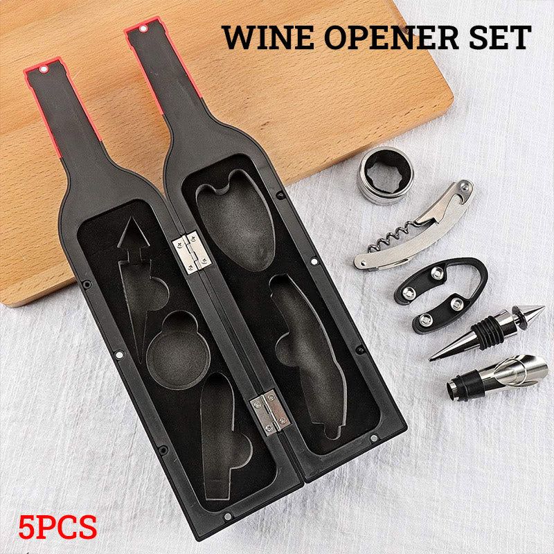 Wine Bottle Opener Set 5pcs Manual Corkscrew Opener Wine Tools Kit for Bar Use
