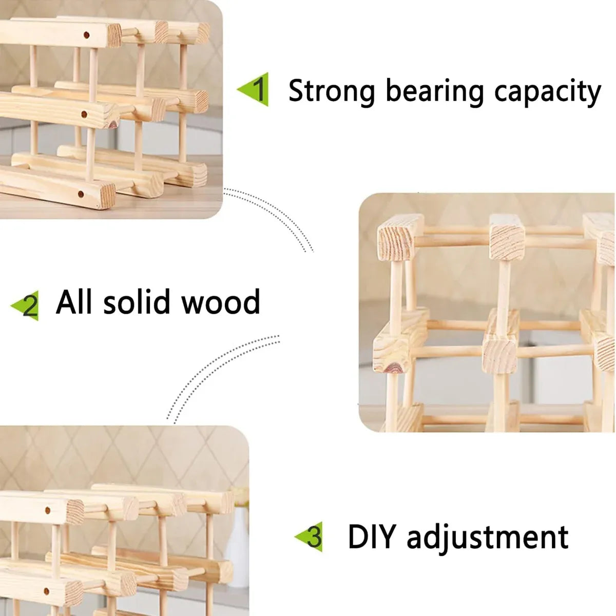 Wine Rack Wooden Storage Stand 9 Bottle Timber Cellar Holder Organizer Shelf