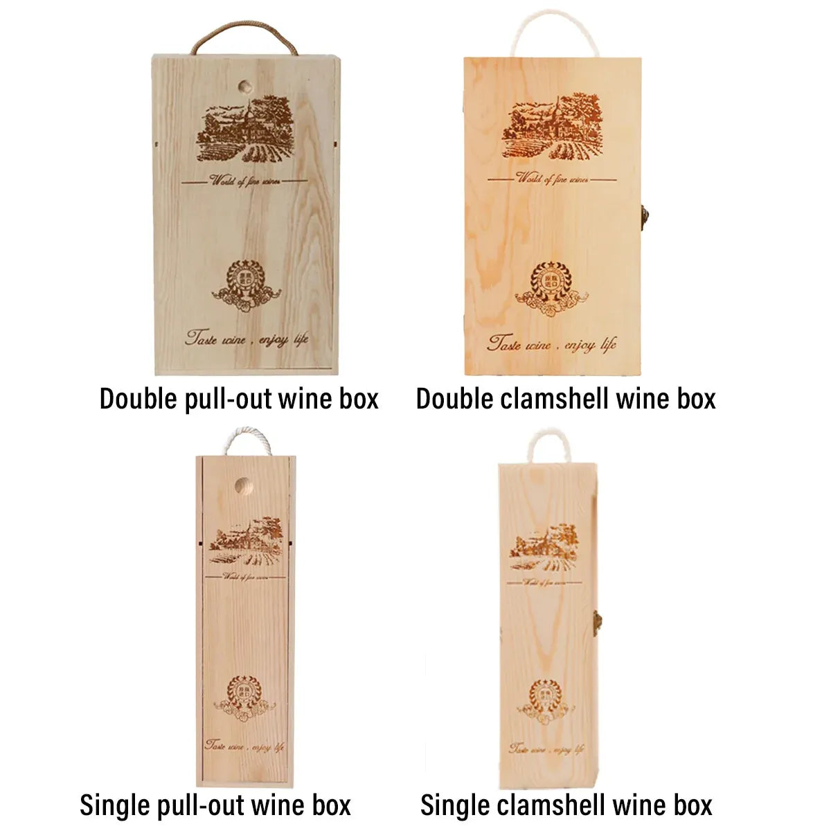 6pcs Red Wine Wooden Gift Box Packaging Storage Box for Wine Bottle Gifts - Double clamshell