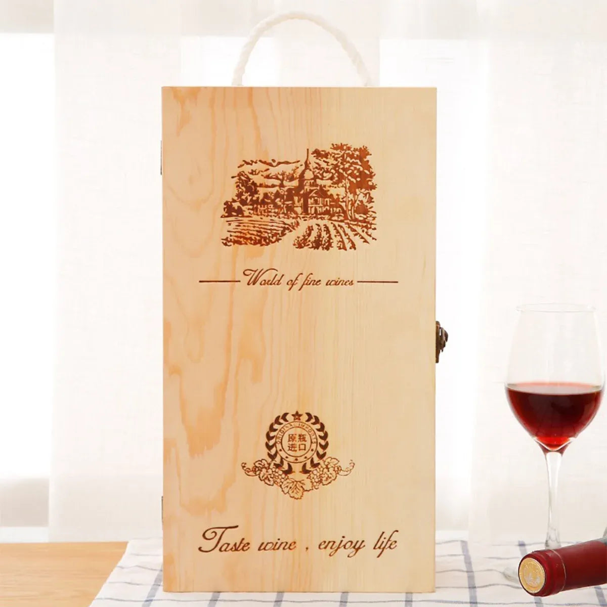 6pcs Red Wine Wooden Gift Box Packaging Storage Box for Wine Bottle Gifts - Double clamshell