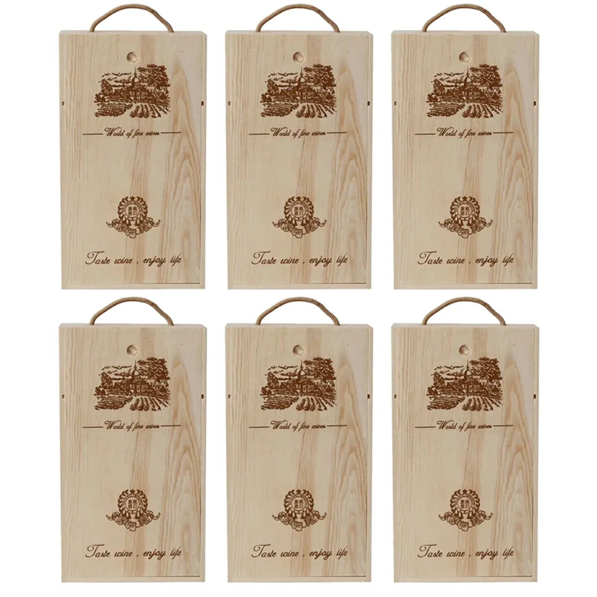 6pcs Red Wine Wooden Gift Box Packaging Storage Box for Wine Bottle Gifts - Double pull-out