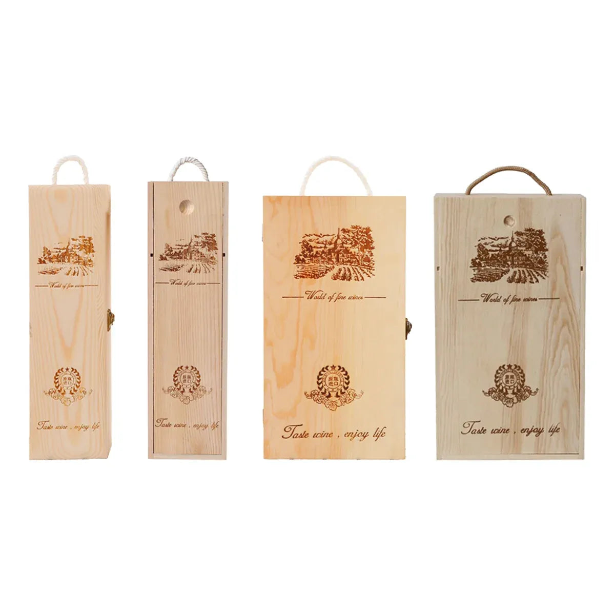 6pcs Red Wine Wooden Gift Box Packaging Storage Box for Wine Bottle Gifts - Single clamshell