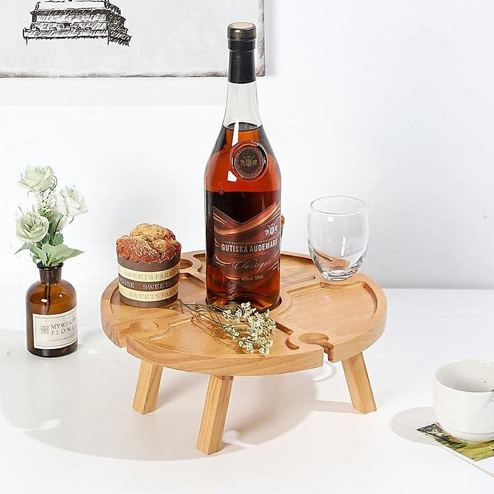 Outdoor Picnic Table Wooden Portable Folding Mini Wine Picnic Table