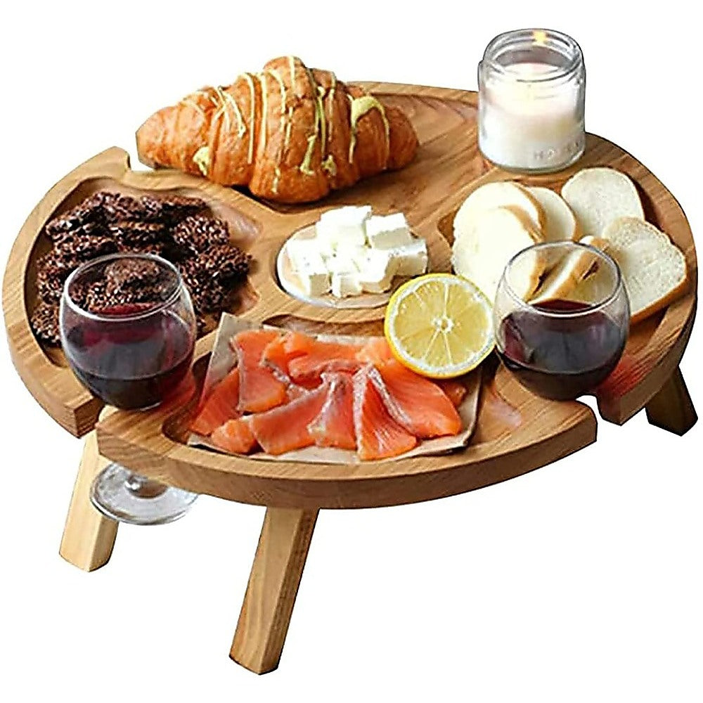 Outdoor Picnic Table Wooden Portable Folding Mini Wine Picnic Table