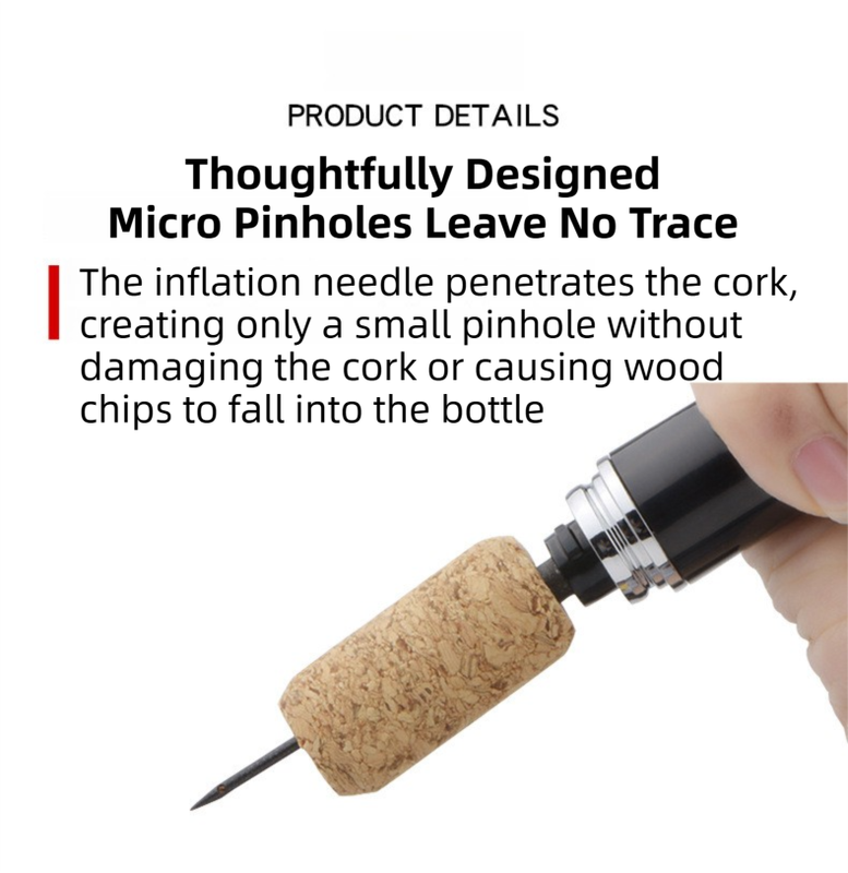 Black Pen-Style Air Pressure Wine Bottle Opener with Vacuum Wine Stopper Set - Effortless Cork Removal for Home & Champagne Party