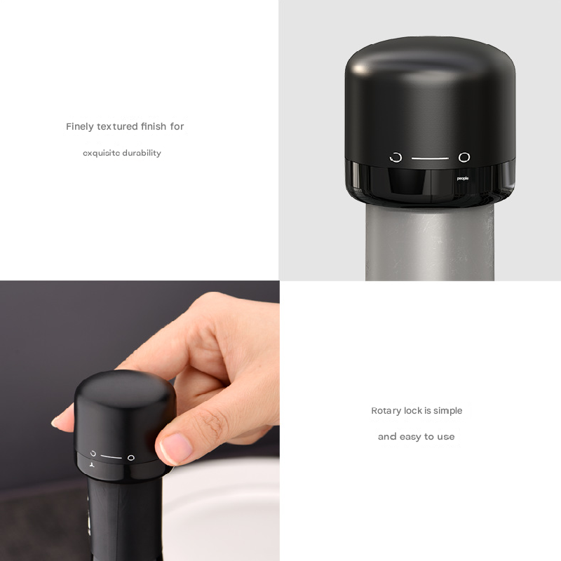 2-PCS Mini Red Wine Stopper Leak Proof Food Grade Silicone Vacuum Seal Reusable Wine Bottle Cap for Freshness Preservation Australian Home Use Black